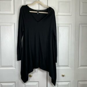 🖤 Only Mine Lightweight Black V-neck Sweater with White Stripe Down The Back XL